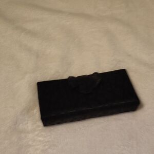 Kay Unger Black Clutch with Bow Accent